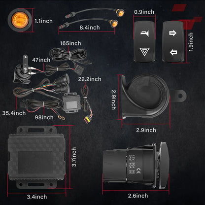 Street Legal Turn Signal & Horn Kit with Rocker Switch for Can-Am Maverick X3 & Polaris Ranger XP 1000
