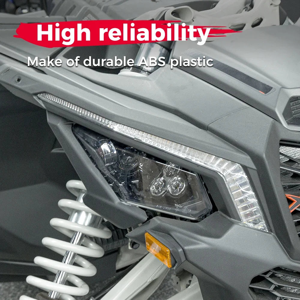 LED Headlight Assembly with Cover, High/Low Beam for Can-Am Maverick X3 (2017–2021)