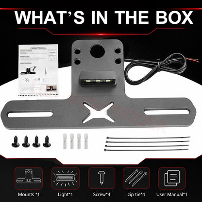 Aluminum License Plate Bracket with 12V LED Light for UTV & SXS