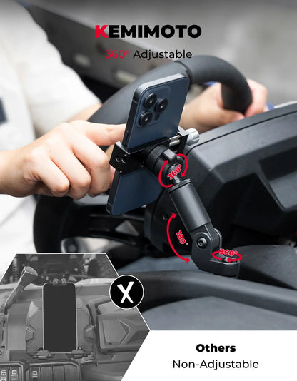 360-Degree Rotating CNC Aluminum Phone Mount, No-Drill for Can-Am Maverick X3 (2017–2026)
