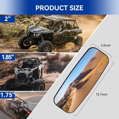 Center Rearview Mirror for 1.75–2 Inch Roll Bars for UTV & SXS