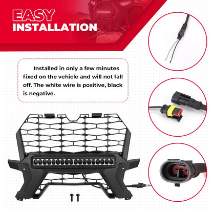 Front Lower Mesh Grille with LED Lights for Polaris RZR XP 1000 & RZR XP Turbo