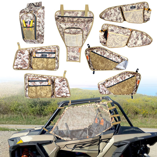 Door Storage Bags, Center Seat Bag and Window Net Set for Polaris RZR XP 1000 & RZR XP Turbo