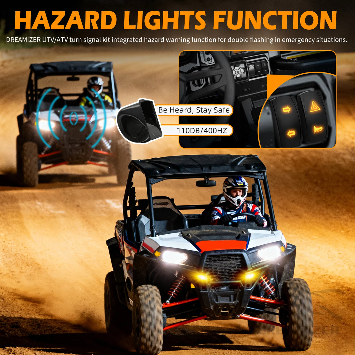 Street-Legal Turn Signal Kit with Horn and Rocker Switch for UTV & SXS