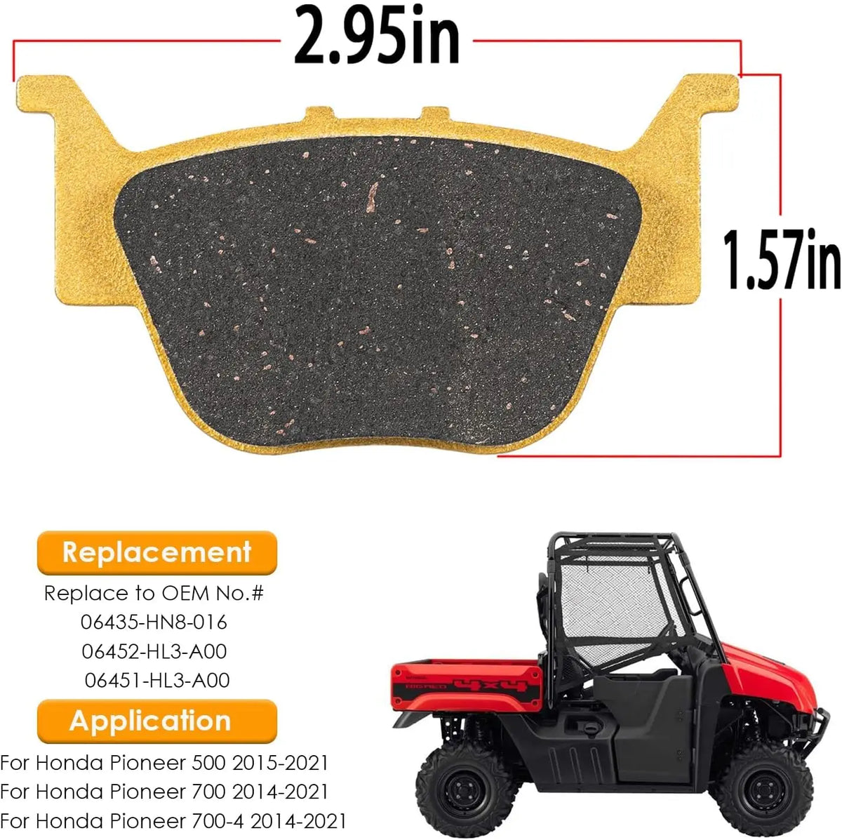 Front and Rear Ceramic Brake Pad Set for Honda Pioneer 700 & Pioneer 500
