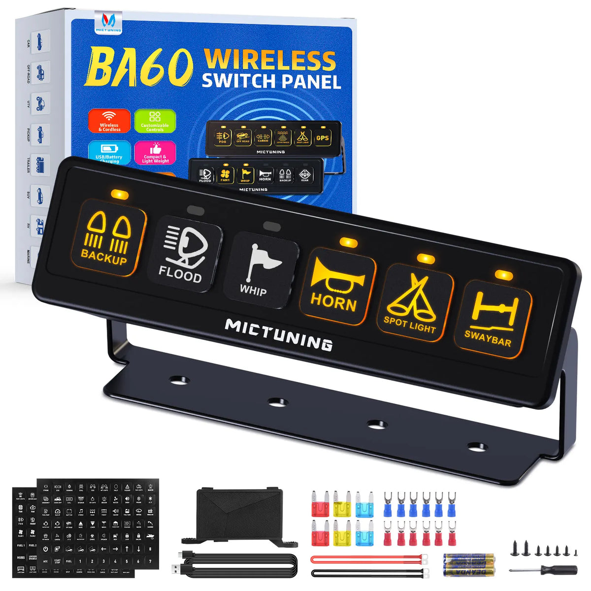MICTUNING Wireless Switch Panel (4 or 6 Gang) for UTV & SXS