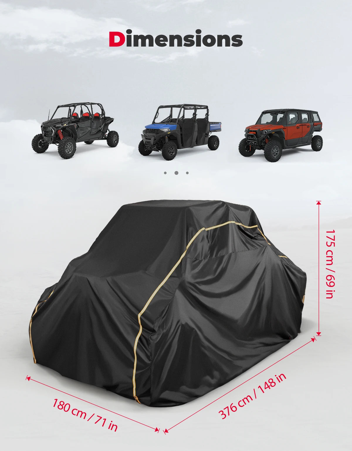 Waterproof UV-Resistant 4-6 Seater UTV Cover for Polaris RZR Pro XP, RZR XP Turbo & Can-Am Defender