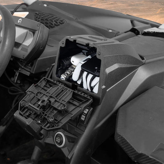 Auto-Clamping Tablet Holder with Storage Box for Can-Am Maverick X3 (2017–2026)