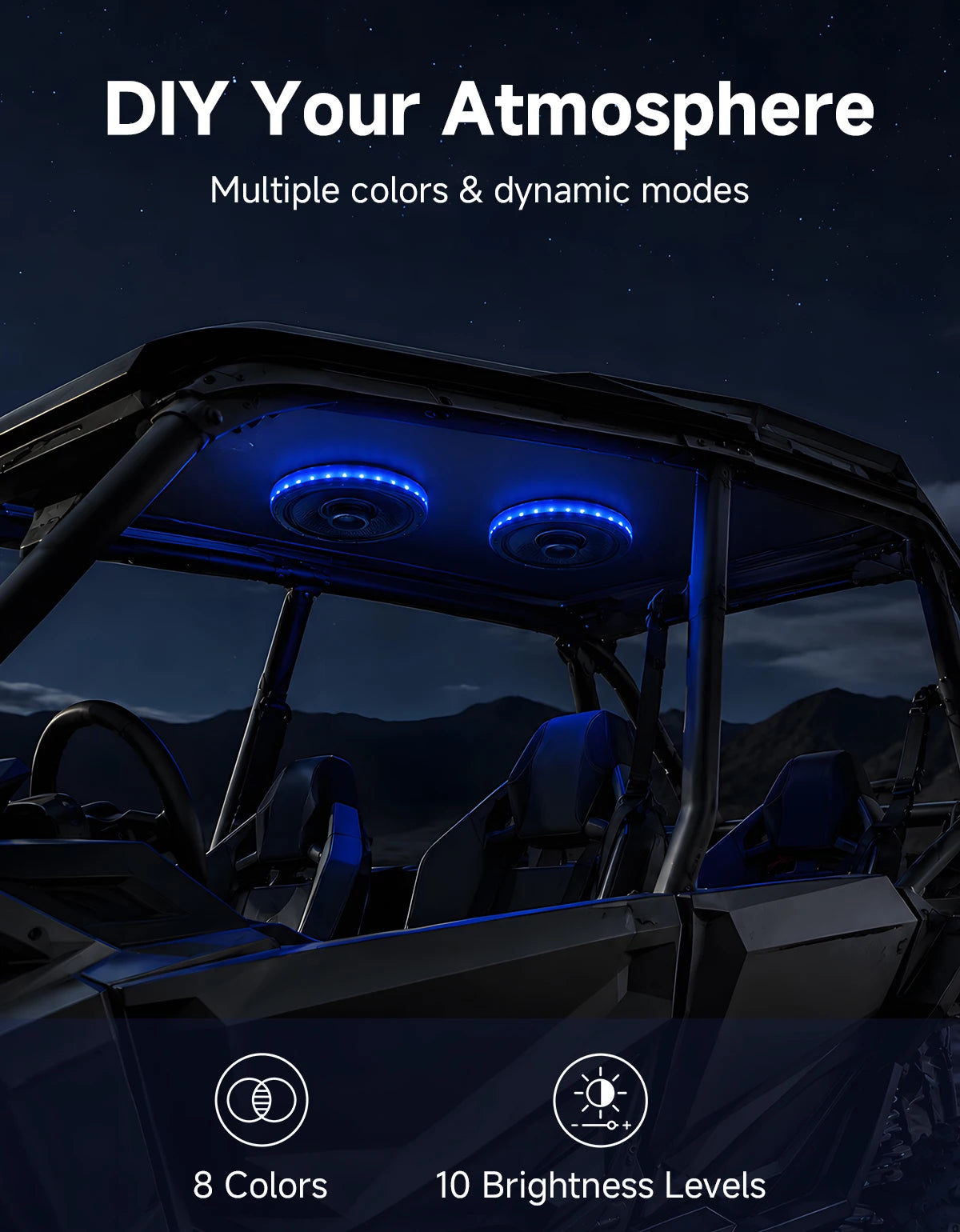 6.5-Inch RGB Chasing LED Speaker Ring Lights (Set of 4) for UTV & SXS