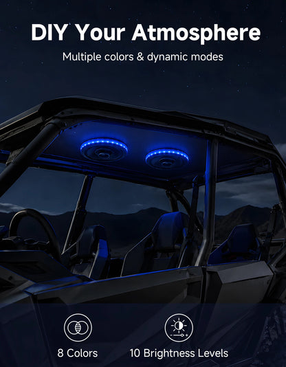 6.5-Inch RGB Chasing LED Speaker Ring Lights (Set of 4) for UTV & SXS