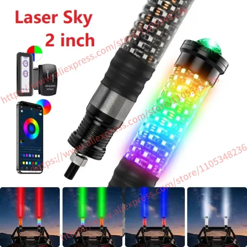 Fat LED Whip Lights with Laser and Remote Control for UTV & SXS