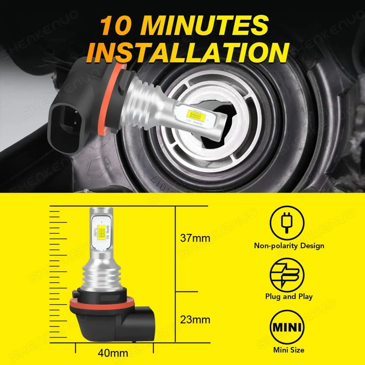 LED Headlight Bulb Upgrade, White for Kawasaki Teryx & Teryx4