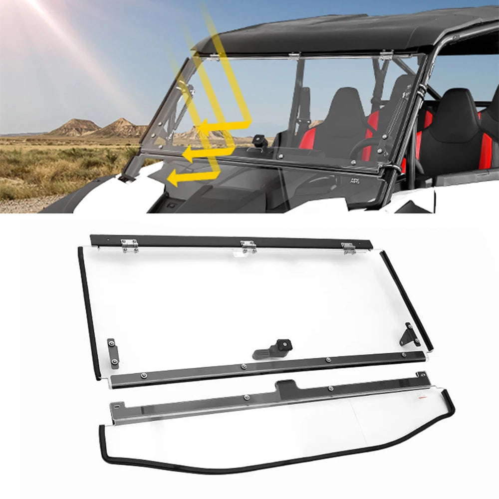 KEMIMOTO Anti-Lift Hard Front Flip Full Windshield for Polaris RZR XP 1000 (2024–2026)
