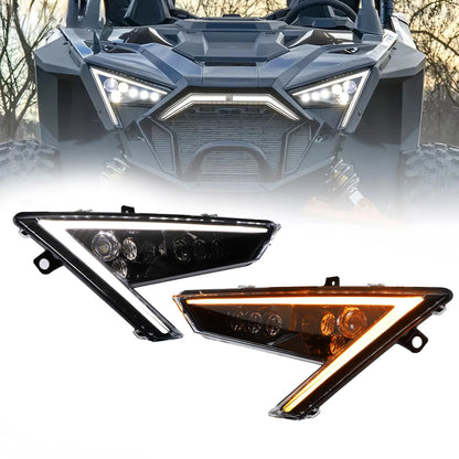 LED Headlights with RGB DRL and Turn Signals for Polaris RZR Pro XP (2020–2021)