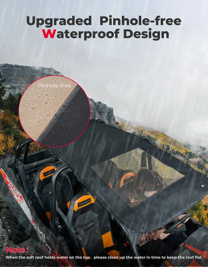 KEMIMOTO 1680D Sunshade Soft Roof Top, 4-Seat for Polaris RZR XP 1000, RZR XP Turbo & RZR 900