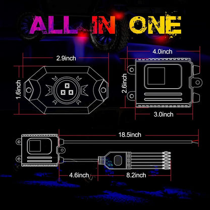 6-Pod RGB LED Rock Light Kit with Music Mode for UTV & SXS