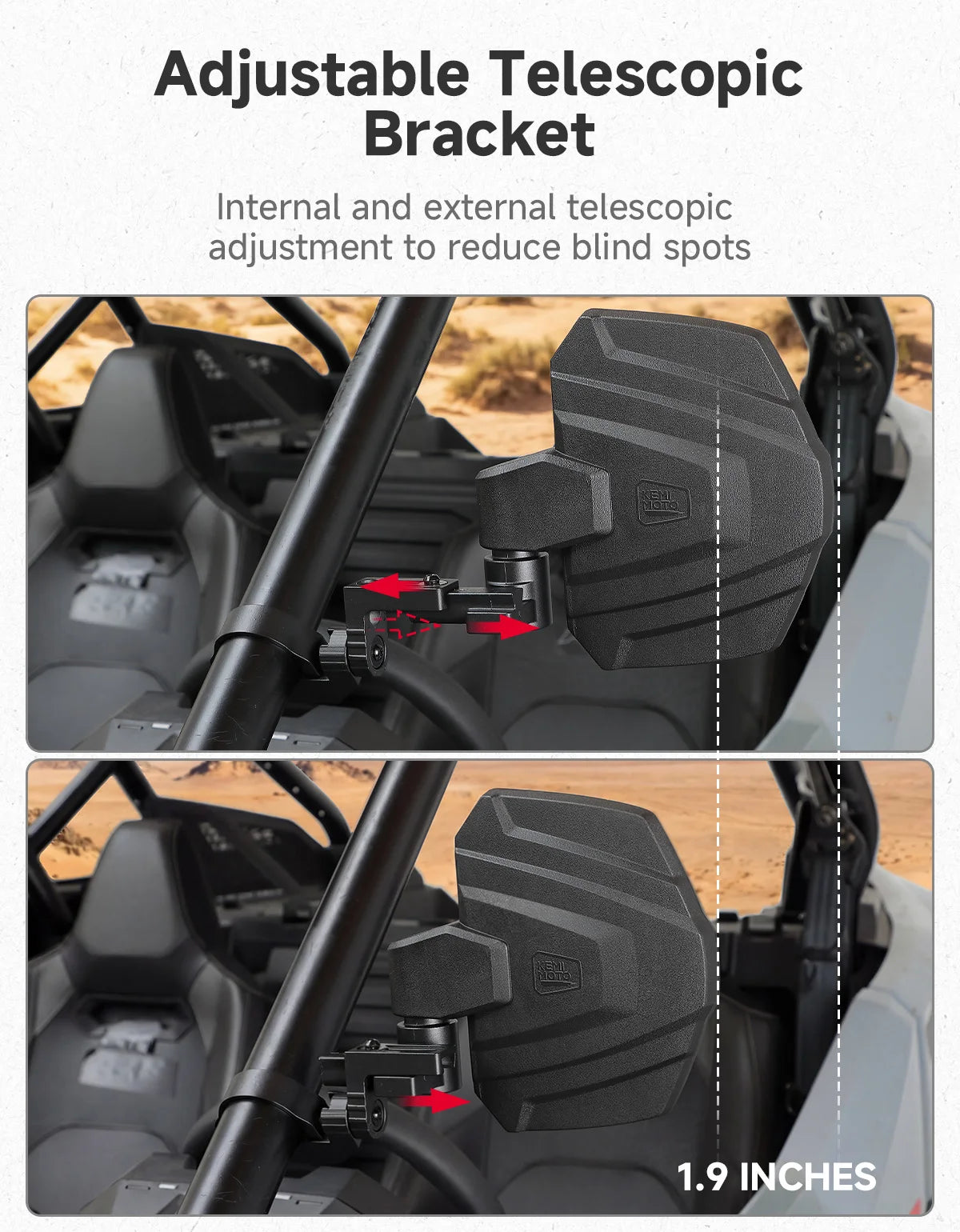 3-in-1 Extendable Adjustable Side Mirrors for UTV & SXS