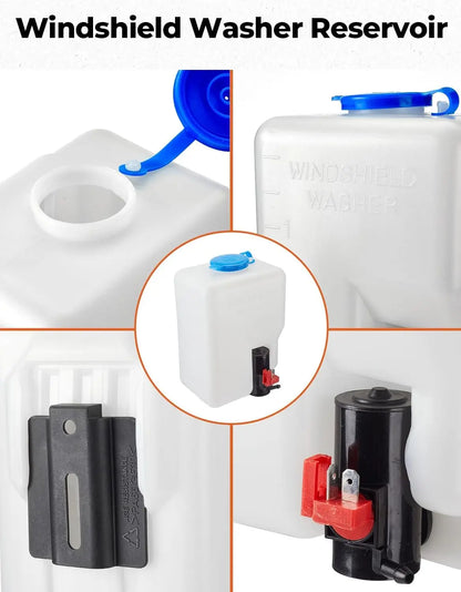 KEMIMOTO 12V Windshield Wiper Motor & Washer Pump Kit for UTV & SXS