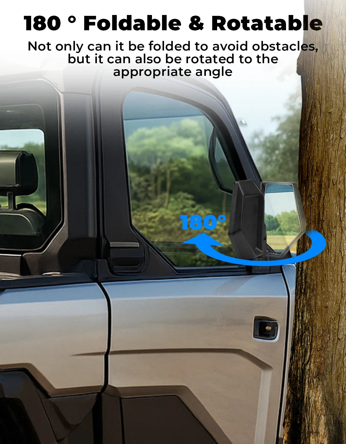 KEMIMOTO Door-Mounted Side Mirror Kit for Polaris Ranger XD 1500 (2024–2026)
