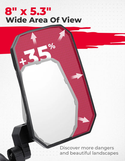 Aluminum Wide-View Side Mirrors for 1.6–2 Inch Cage for UTV & SXS