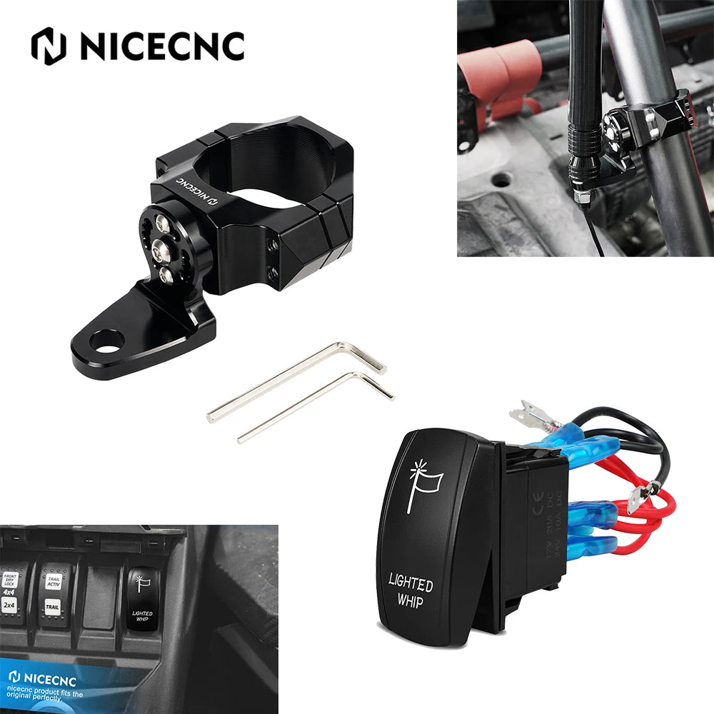 NICECNC LED Light & Flag Mount Bracket, 1.75–2 Inch for UTV & SXS