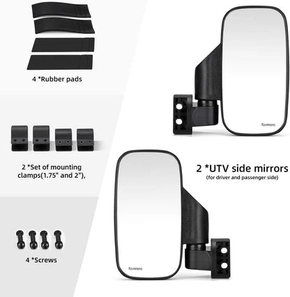 KEMIMOTO Side and Center Mirror Set, 1.75–2 Inch for UTV & SXS