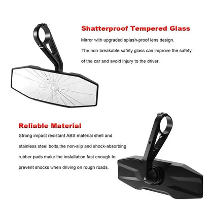 Convex Center Rear View Mirror with 1.75-Inch Clamp for Polaris RZR 900, RZR XP 1000 & General