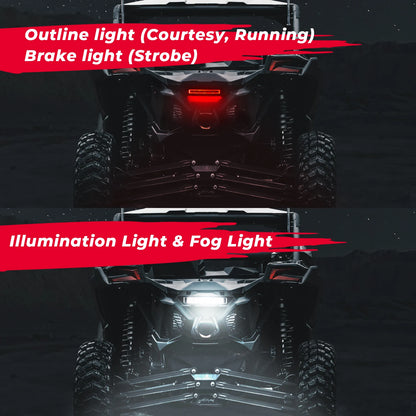 KEMIMOTO LED Rear Tail, Brake and Fog Light for Can-Am Maverick X3 (2017–2024)