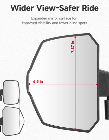 Side Rearview Mirrors with CNC Aluminum Base for CFMOTO ZForce 950, UForce 600 & More
