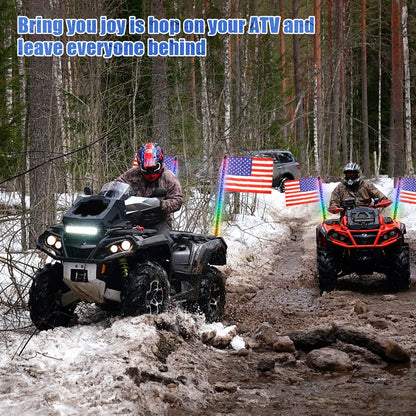 Spiral RGB LED Whip Lights with Flag & RF Remote (Pair) for UTV & SXS