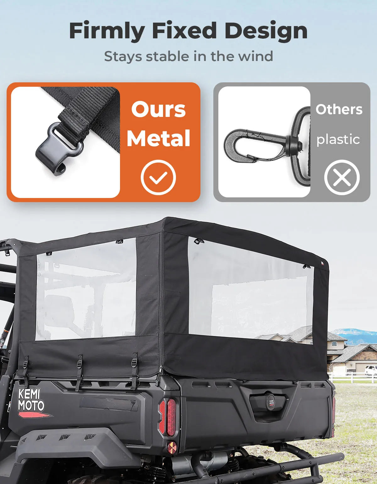600D Rear Cargo Bed Enclosure with Clear Windows for Can-Am Defender (2016–2026)