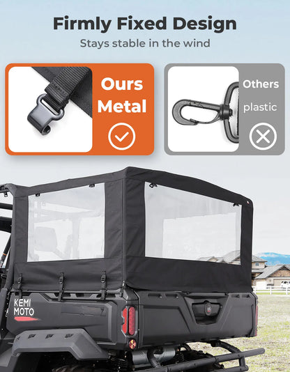 600D Rear Cargo Bed Enclosure with Clear Windows for Can-Am Defender (2016–2026)