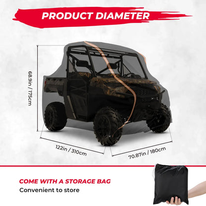 2-Seat UTV Cover, 122 x 71 x 69 Inch for Polaris RZR XP 1000, RZR XP Turbo & More