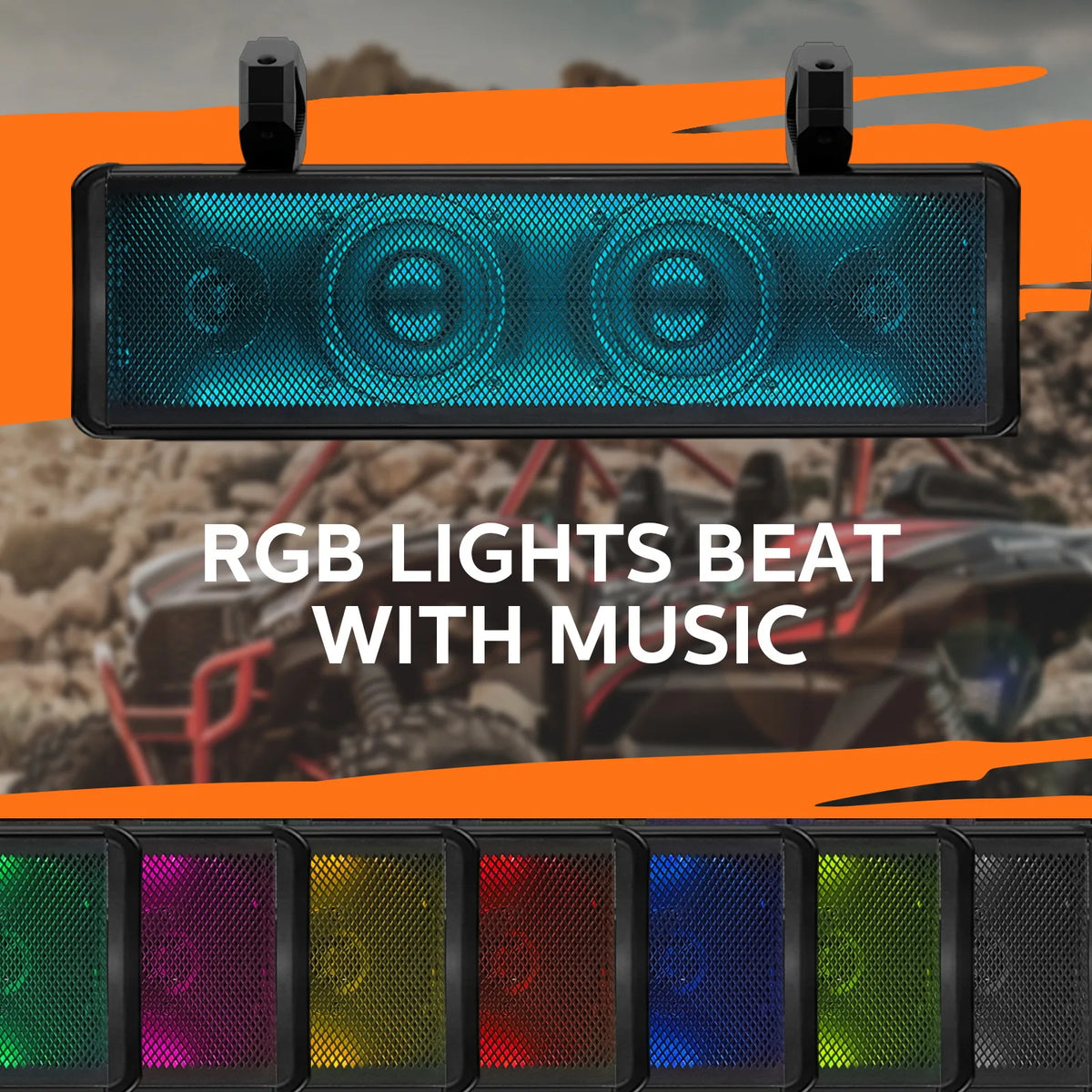 17-Inch Bluetooth Sound Bar with Lighting for UTV & SXS