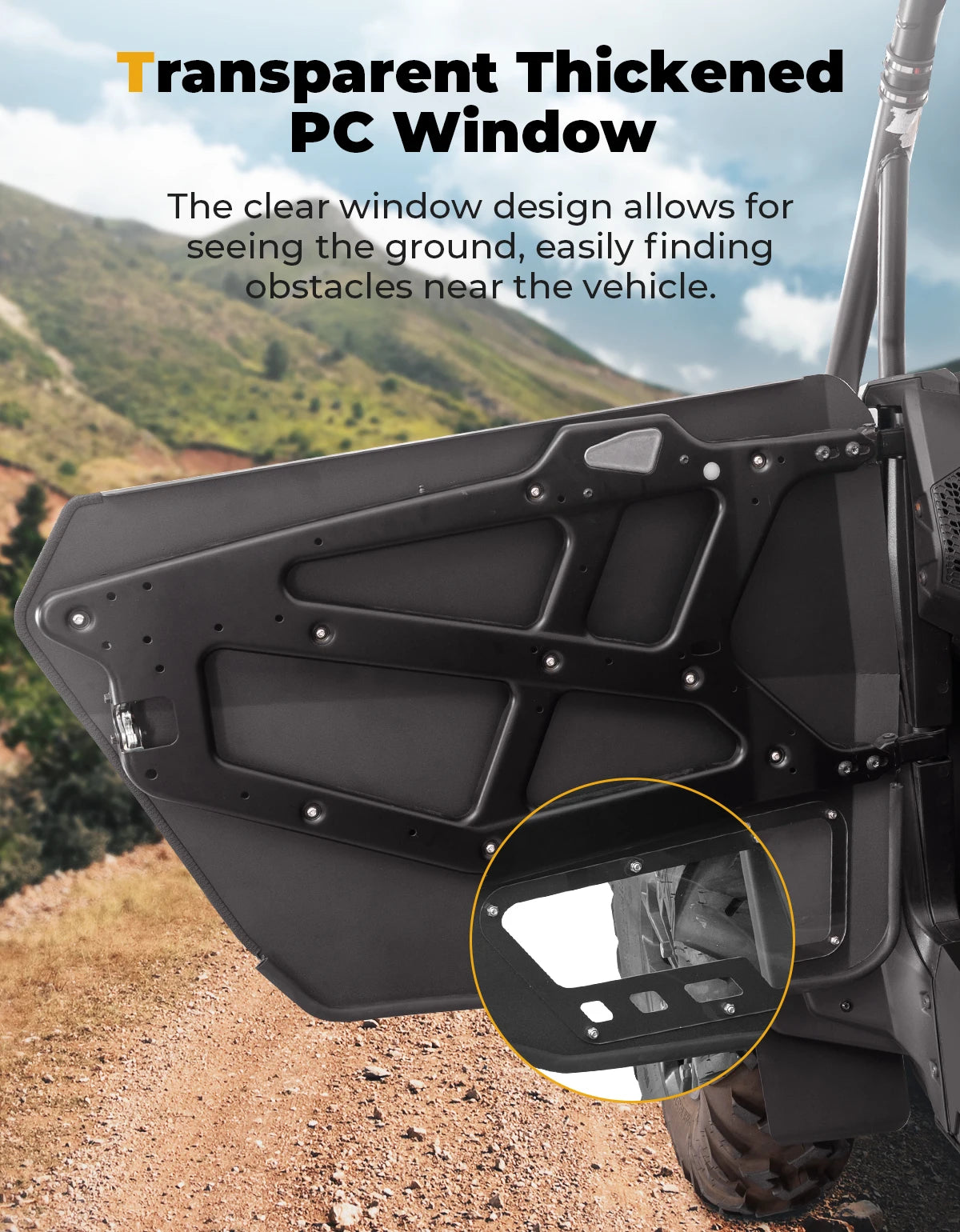 KEMIMOTO Aluminum Half Doors with PC Windows, 4-Piece for Polaris RZR XP 1000 (2024–2026)