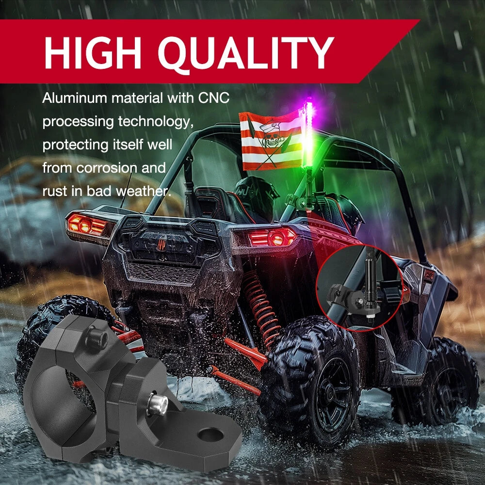 2-Pack 360° Adjustable Aluminum Whip and Flag Mounts for UTV & SXS