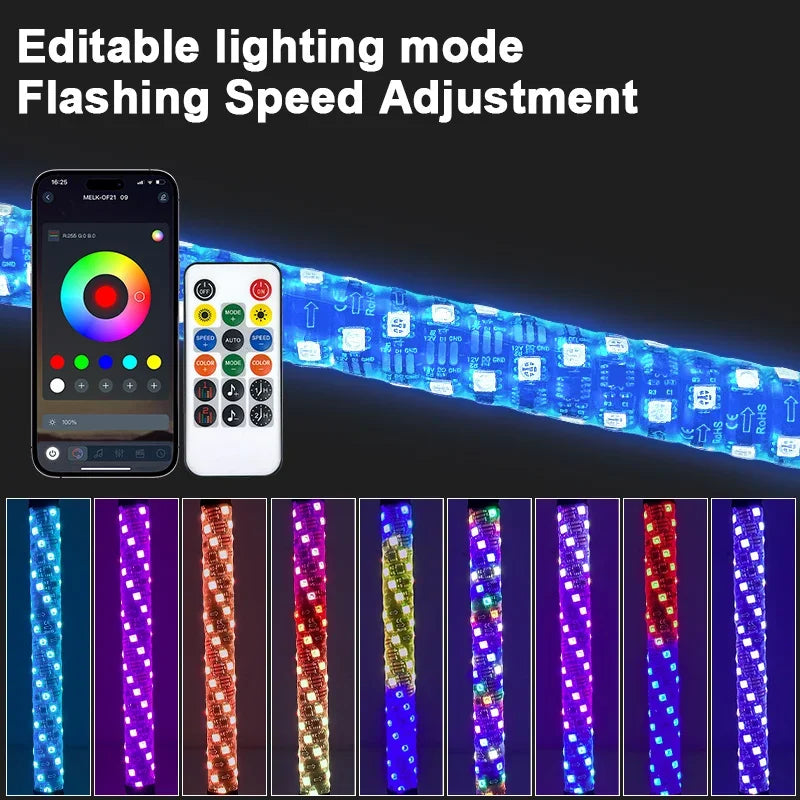 1-Foot RGB LED Whip Light with App Control for UTV & SXS