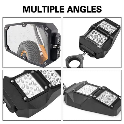 Side Mirrors with LED Spot Lights for 1.75–2 Inch Cage for UTV & SXS
