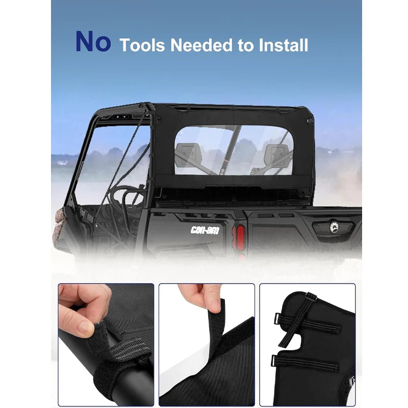 Roll-Up Zippered Rear Dust Windscreen for Can-Am Defender (2016–2026)