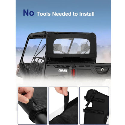 Roll-Up Zippered Rear Dust Windscreen for Can-Am Defender (2016–2026)