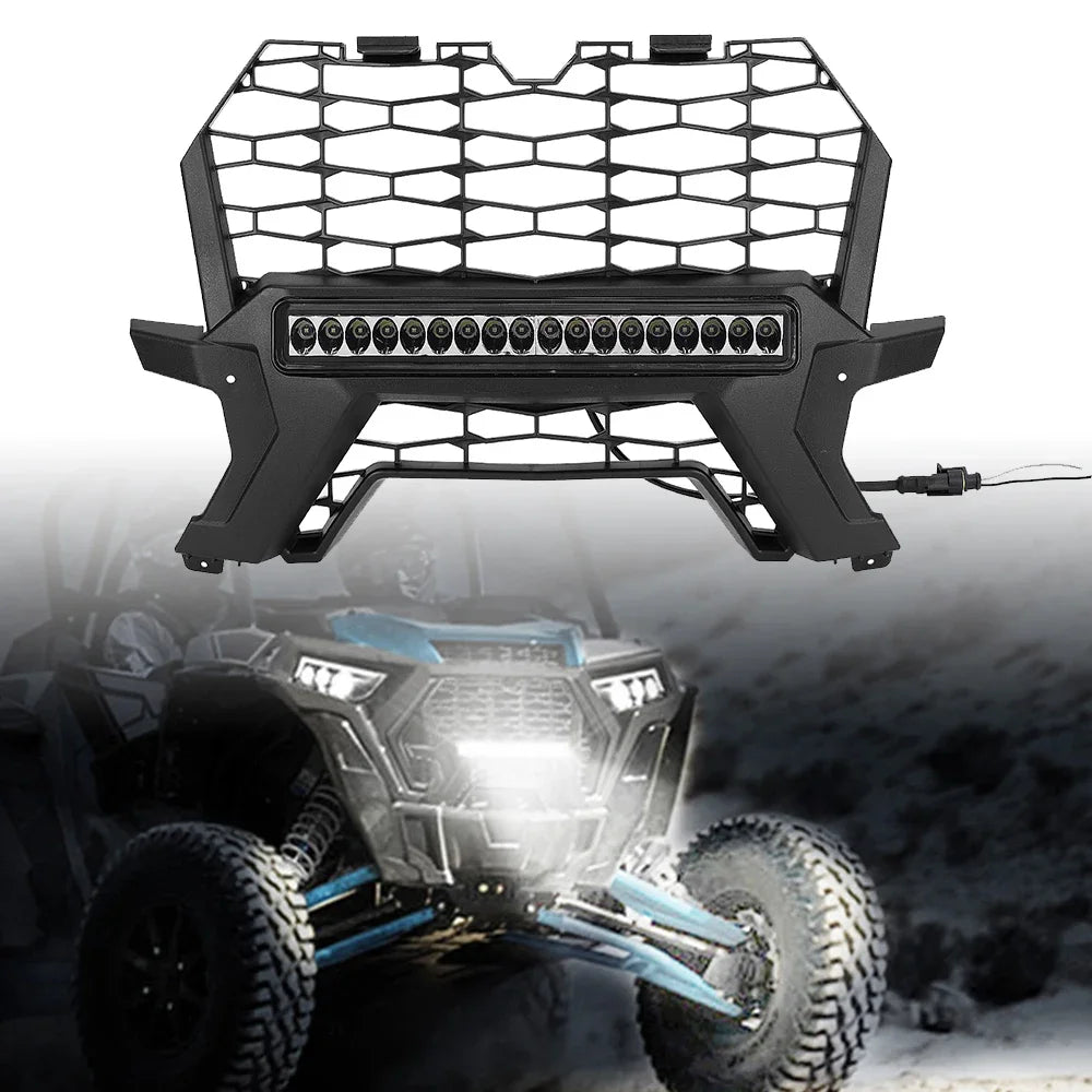Front Lower Mesh Grille with LED Lights for Polaris RZR XP 1000 & RZR XP Turbo