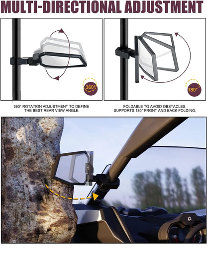 Multi-Adjustment Convex Side Mirrors for UTV & SXS