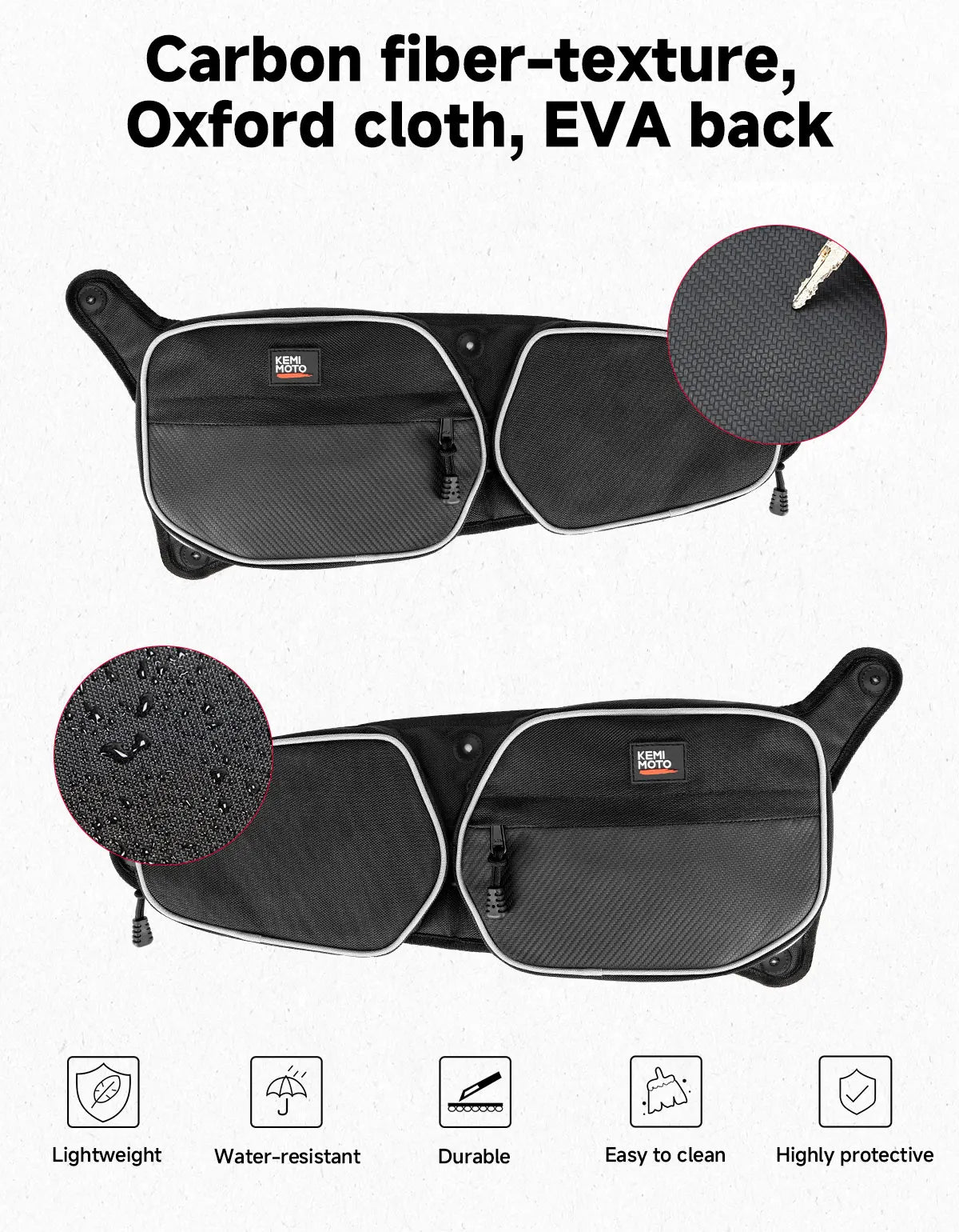 KEMIMOTO 1680D Front Door Knee Pad Storage Bags for Polaris RZR Trail & RZR 900