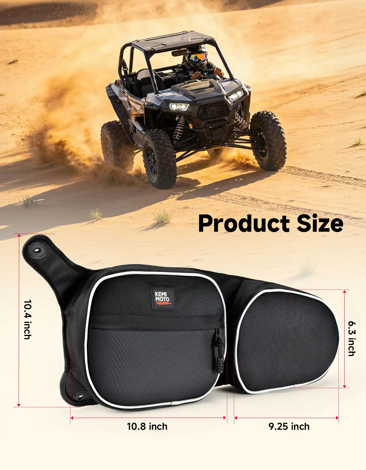 KEMIMOTO 1680D Front Door Knee Pad Storage Bags for Polaris RZR Trail & RZR 900