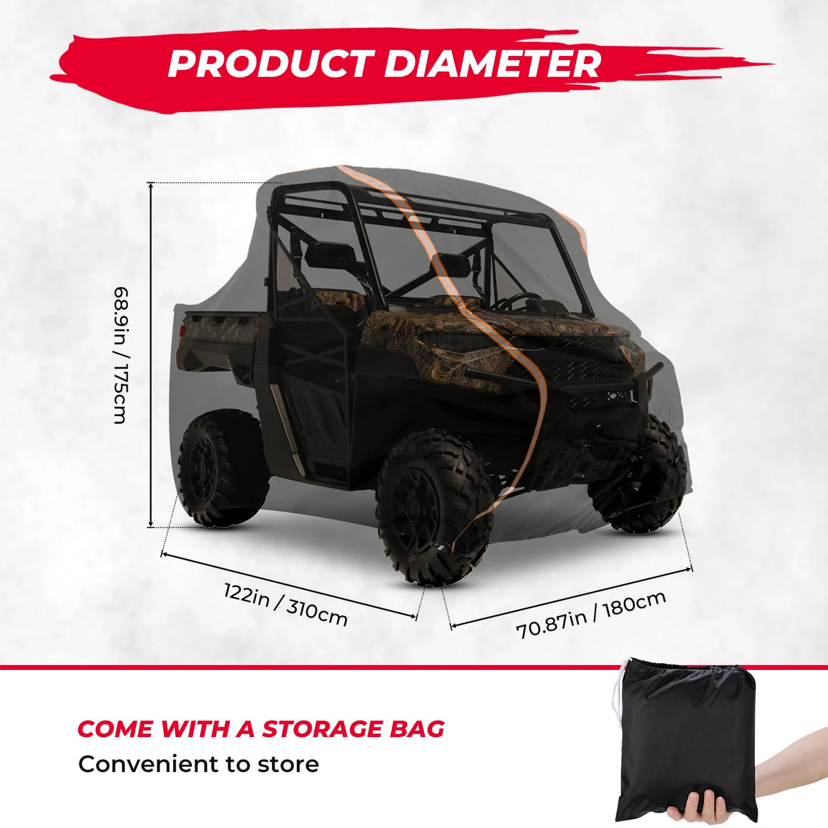 2-Door Heavy-Duty 210D Oxford UTV Cover