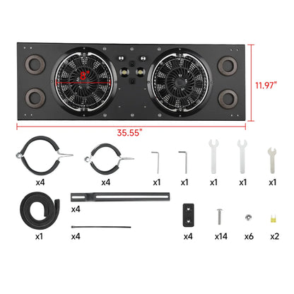 Overhead Cab Cooling Fan with RGB Dome Light, 12V for Polaris RZR XP 1000 & Can-Am Defender
