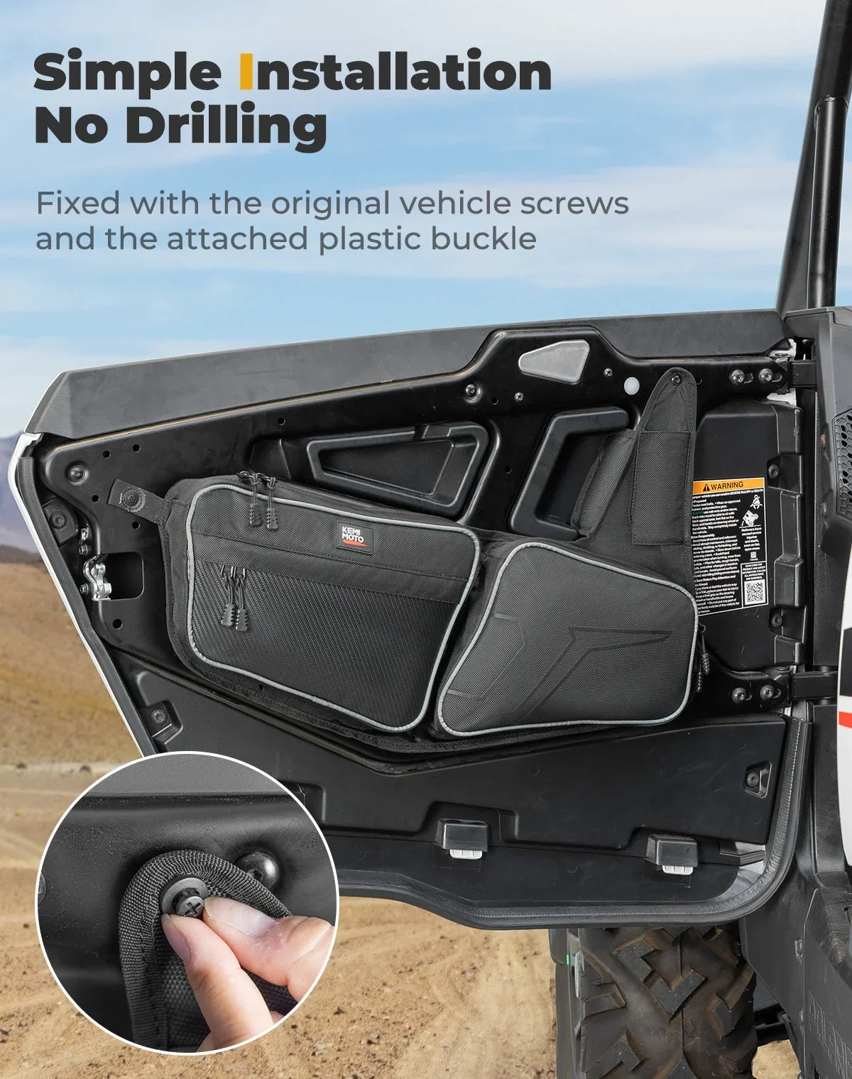 KEMIMOTO Side Door Storage Bags with Knee Pads for Polaris RZR XP 1000 (2024–2026)
