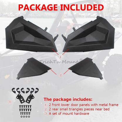 Front Lower Door Panel Inserts, Matte Black for Polaris RZR XP 1000 (2014–2023)