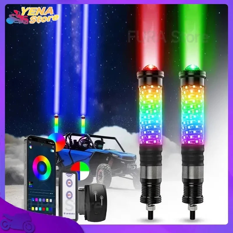 2 FT RGB Whipless LED Antenna Light for UTV & SXS
