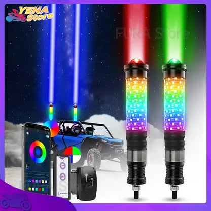 2 FT RGB Whipless LED Antenna Light for UTV & SXS